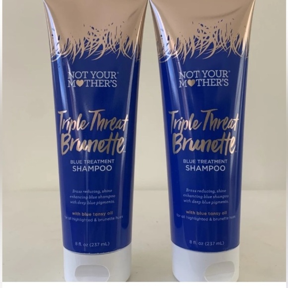 Lot Of 2 NOT YOUR MOTHERS Triple Threat Brunette Blue Treatment  Shampoo 8oz NEW - Picture 1 of 3